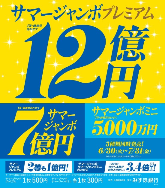 サマージャンボ宝くじ発売！